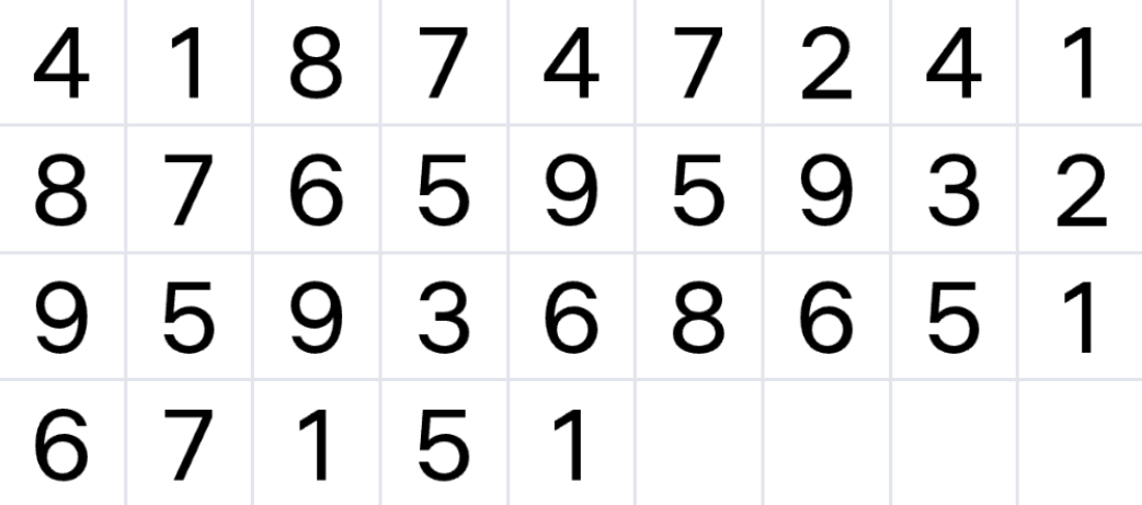 Example of a Number Match Solver Game Board